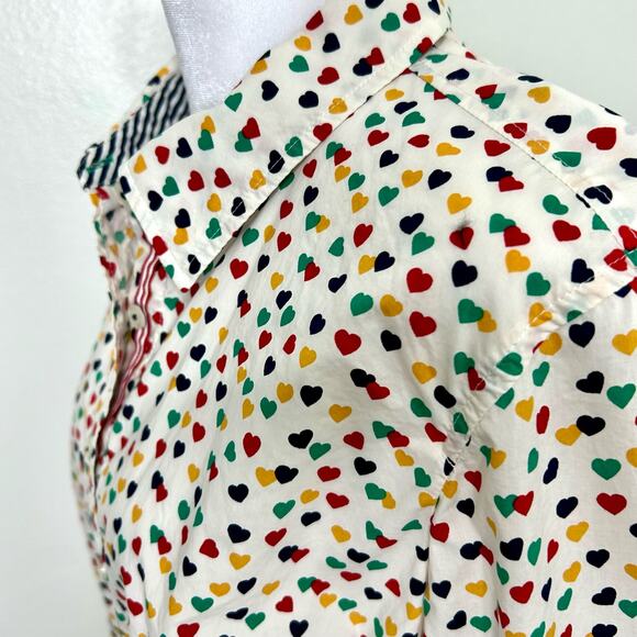 Talbots Hearts Button up Shirt 0X Plus Women Colorful Blue Red Long Sleeve - Picture 4 of 12